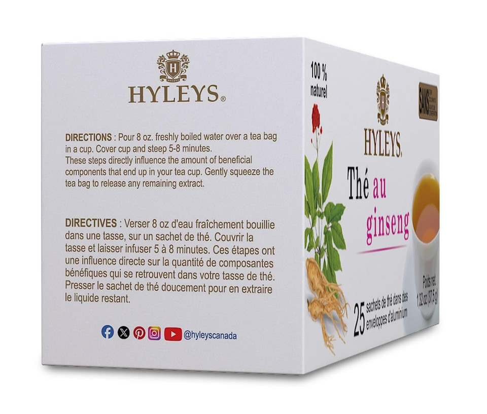Hyleys Tea Natural Echinacea & Ginger Root Green Tea - 25 Tea Bags - (100% Natural, Sugar Free, Gluten Free And Non-Gmo)