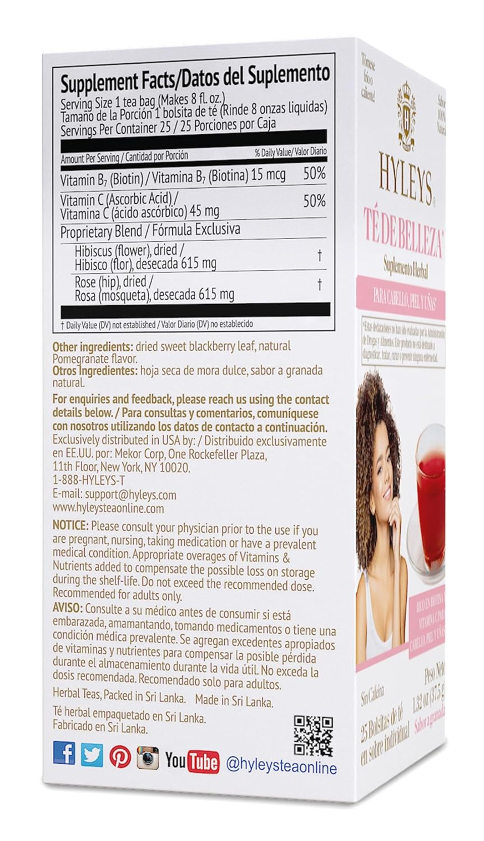 Hyleys Women Tea Raspberry Flavor - 25 Tea Bags - Supports Female Period And Healthy Menstrual Cycle
