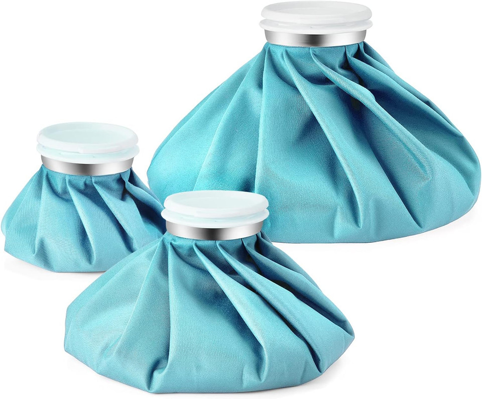Ice Bags For Injuries Reusable: Ohuhu 3 Packs Ice Cold Packs Ice Bag Hot Water Hot & Cold Therapy Pain Relief For Knee Leg Injury No-Leak Breathable Waterproof Ice Bags 3 Sizes 6"/9"/11", Light Blue