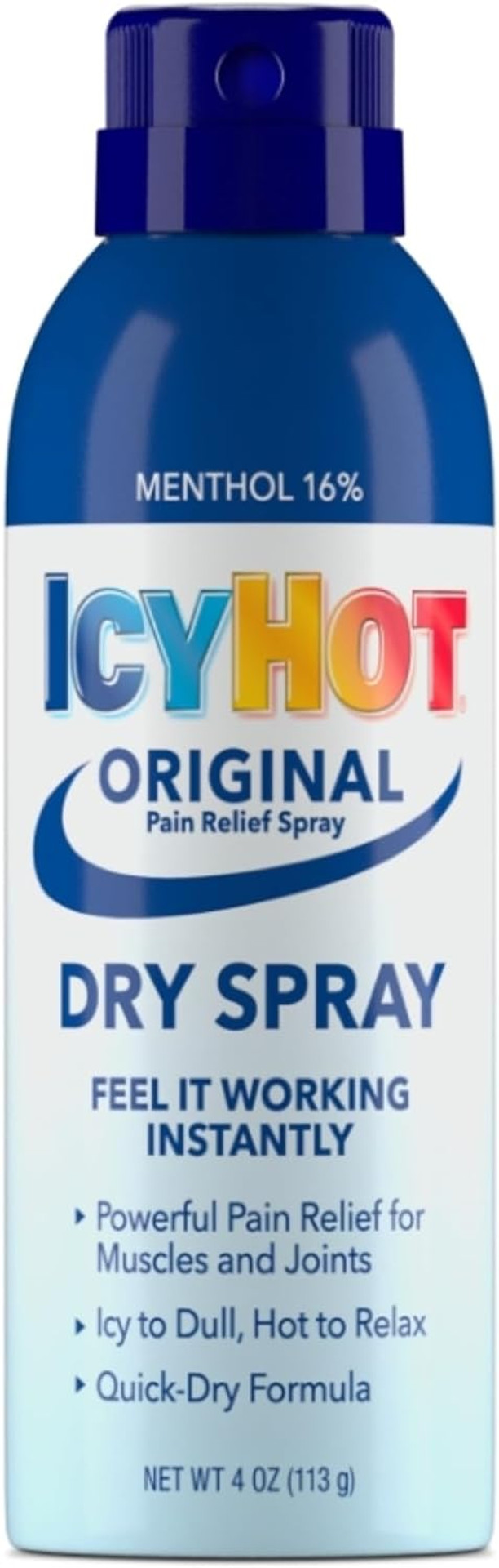 Icy Hot Original Pain Relief Dry Spray With 16% Menthol, Pain Relief For Muscles & Joints, 4 Oz