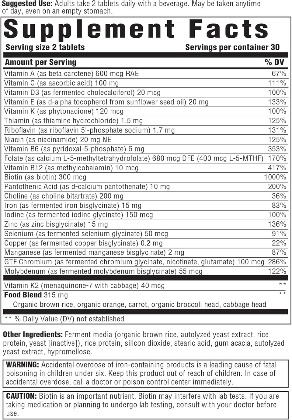 Innate Response Formulas WomenS 55+ Multivitamin - Daily Multivitamin For Women 55 And Over - Vegetarian, Non-Gmo, And Gluten-Free - Made Without 9 Food Allergens - 120 Tablets (60 Servings)