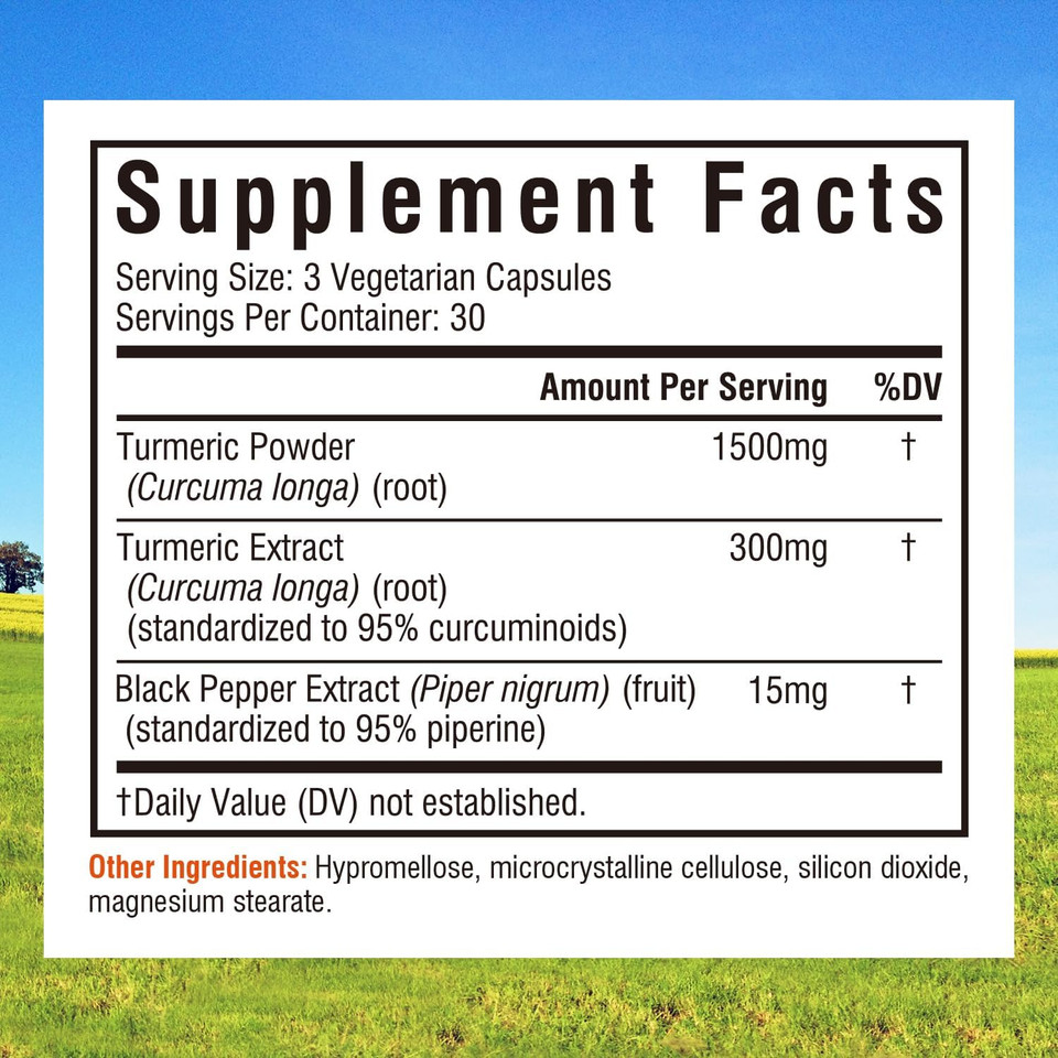 Innate Vitality Turmeric Curcumin Supplement 1800Mg With Black Pepper 95% Curcuminoids, Extra Strength & Enhanced Absorption, Movement Support, Healthy Inflammatory Response, Antioxidant, 90 Caps
