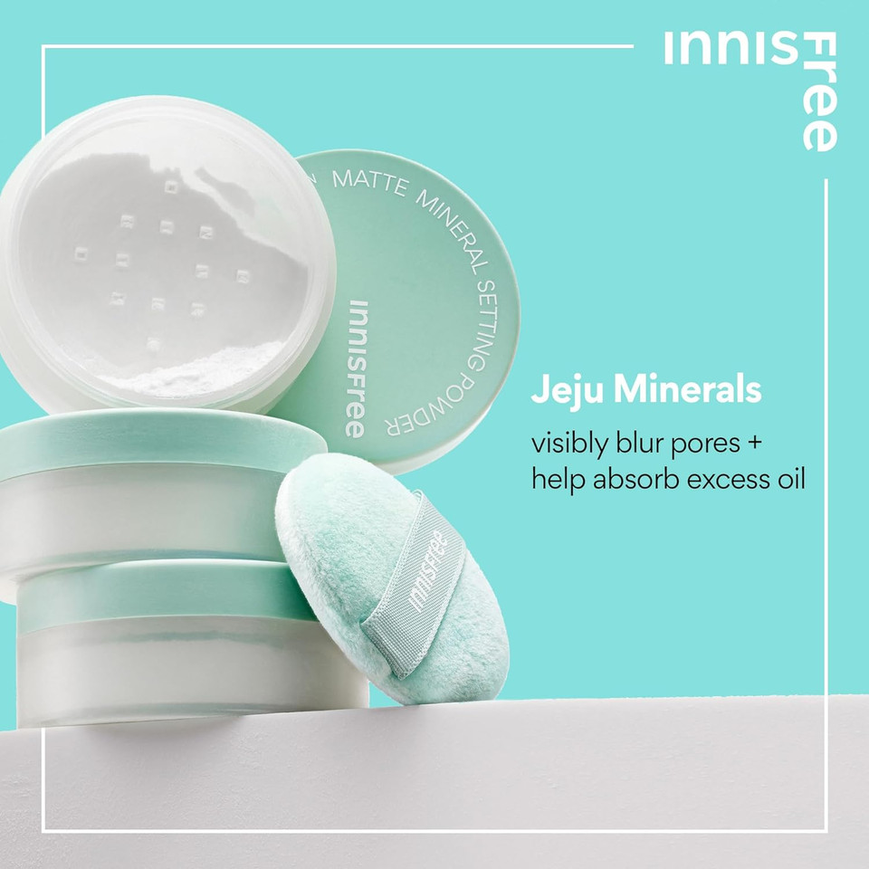 Innisfree No Sebum Matte Mineral Powder, Korean Loose Setting Powder For Blurring, Shine Control, Fragrance-Free, Translucent