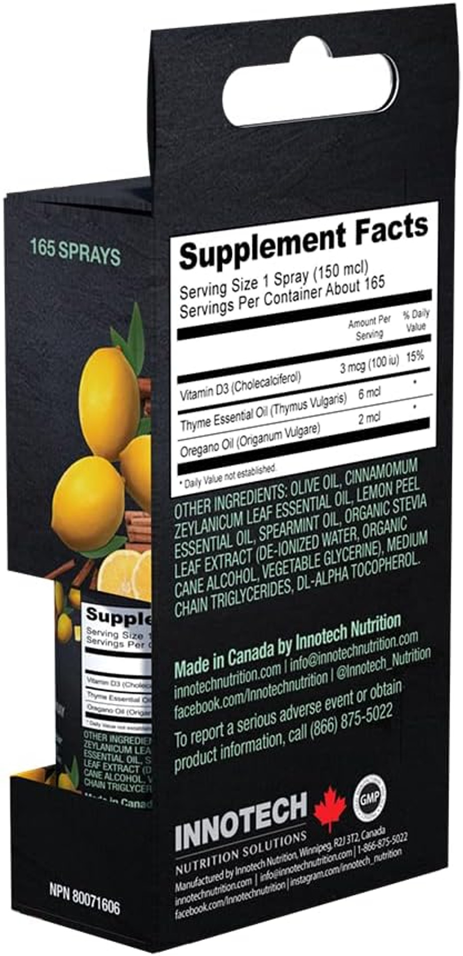 Innotech Nutrition Colflex Oregano Throat Spray, Cinnamon/Lemon - 25 Ml