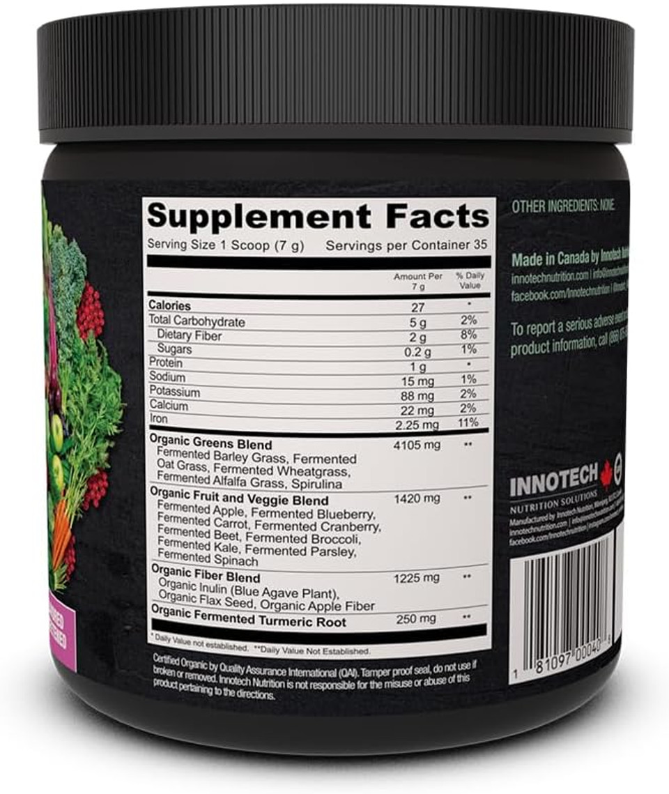 Innotech Nutrition: Fermented Organic Greens, Unflavoured - 250 G