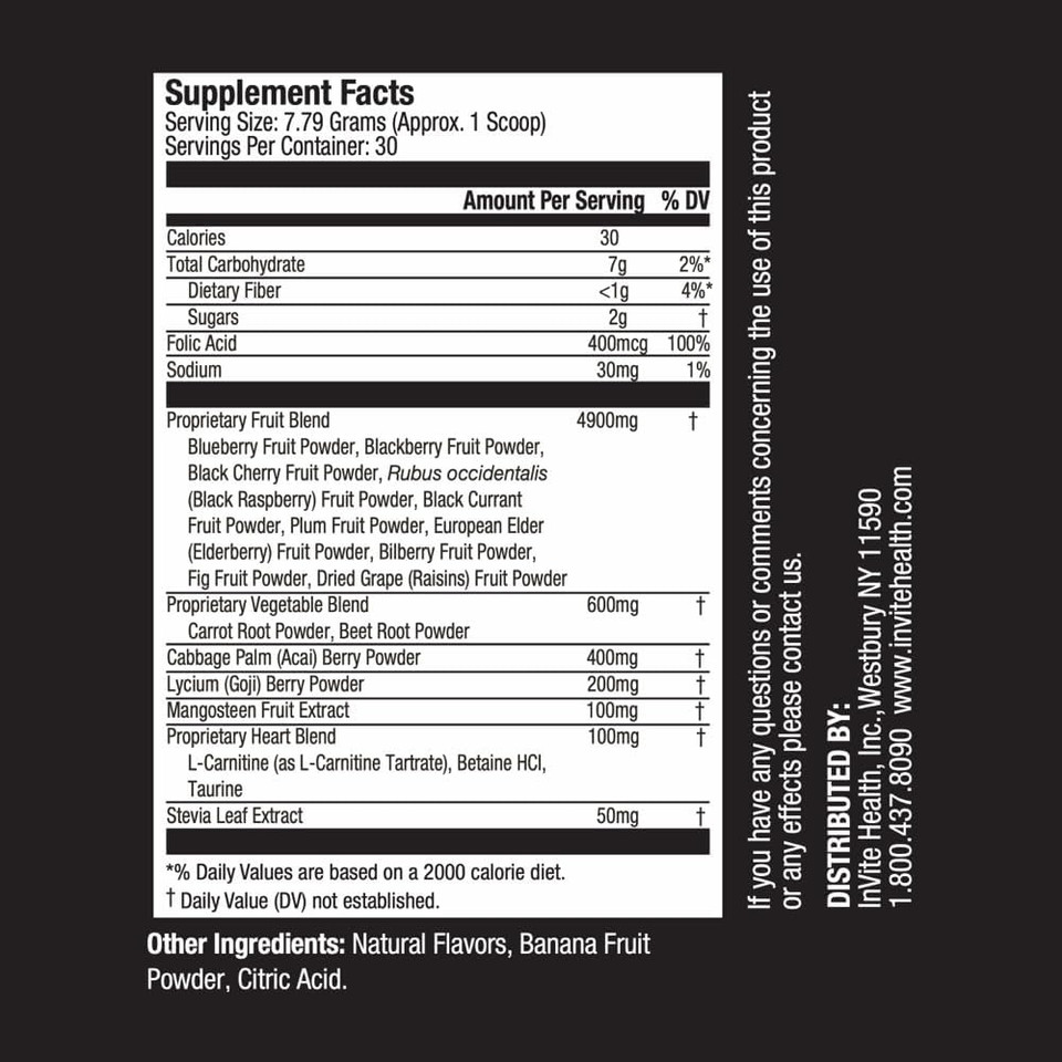 Invite Health Purples Hx® - Fruit And Vegetable Supplement, Superfood Powder - Formulated With Powerful Extracts From A Mix Of Berries, Purple Carrots, And Beet Roots Plus Probiotics - 30