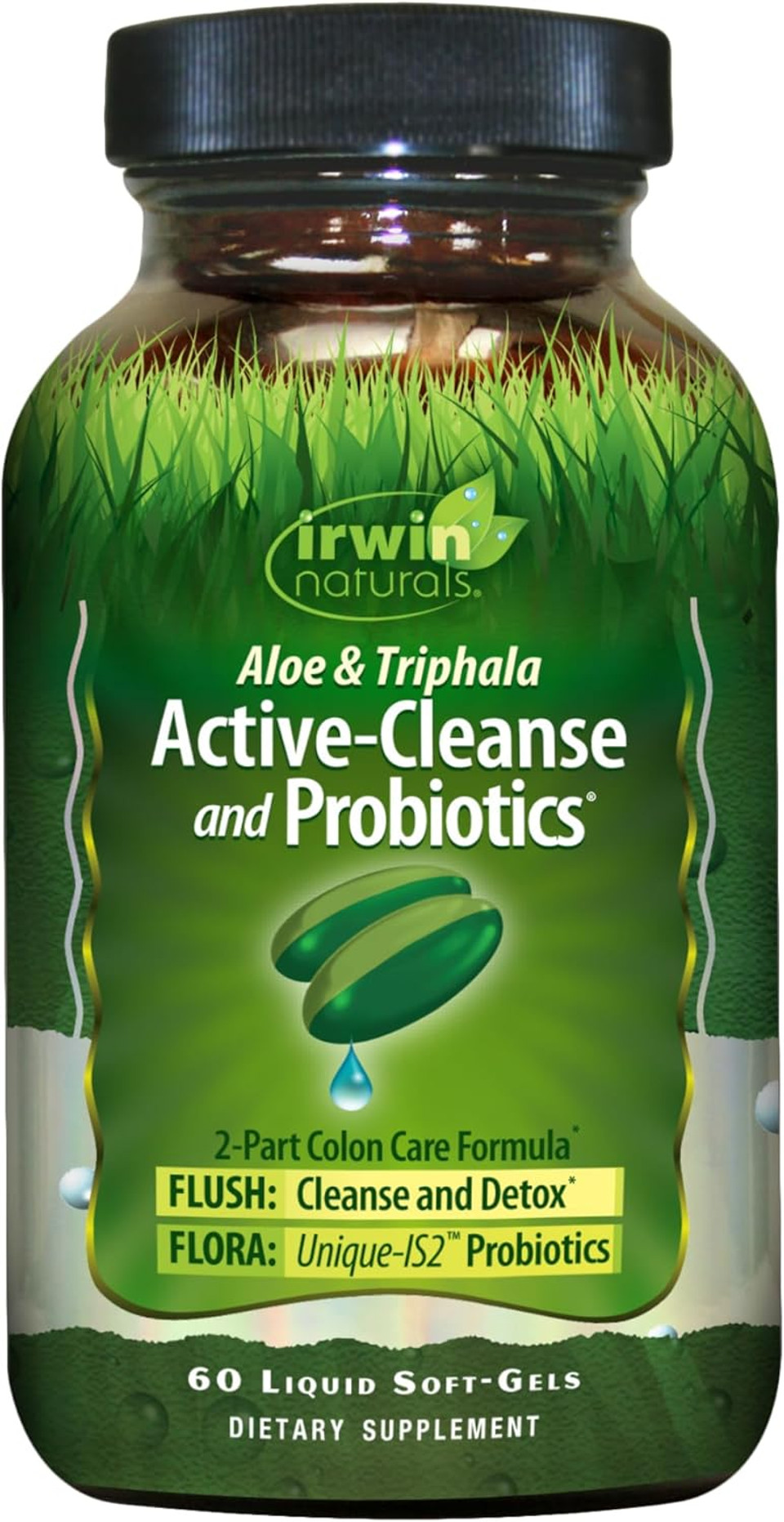 Irwin Naturals Aloe & Triphala Active Cleanse + Probiotics - 60 Liquid Softgels - Natural Digestive Support - Gentle, Effective Detox + Elimination 2-Part Colon Care - Nourish + Balance