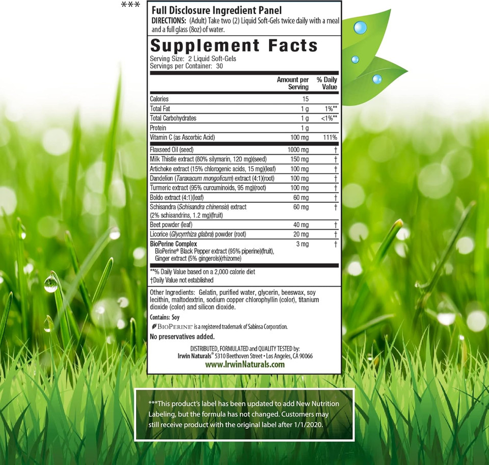 Irwin Naturals Milk Thistle Liver Detox - 60 Liquid Soft-Gels, Supports Liver Health With Dandelion, Artichoke, Turmeric & Green Beet Root - 30 Total Servings