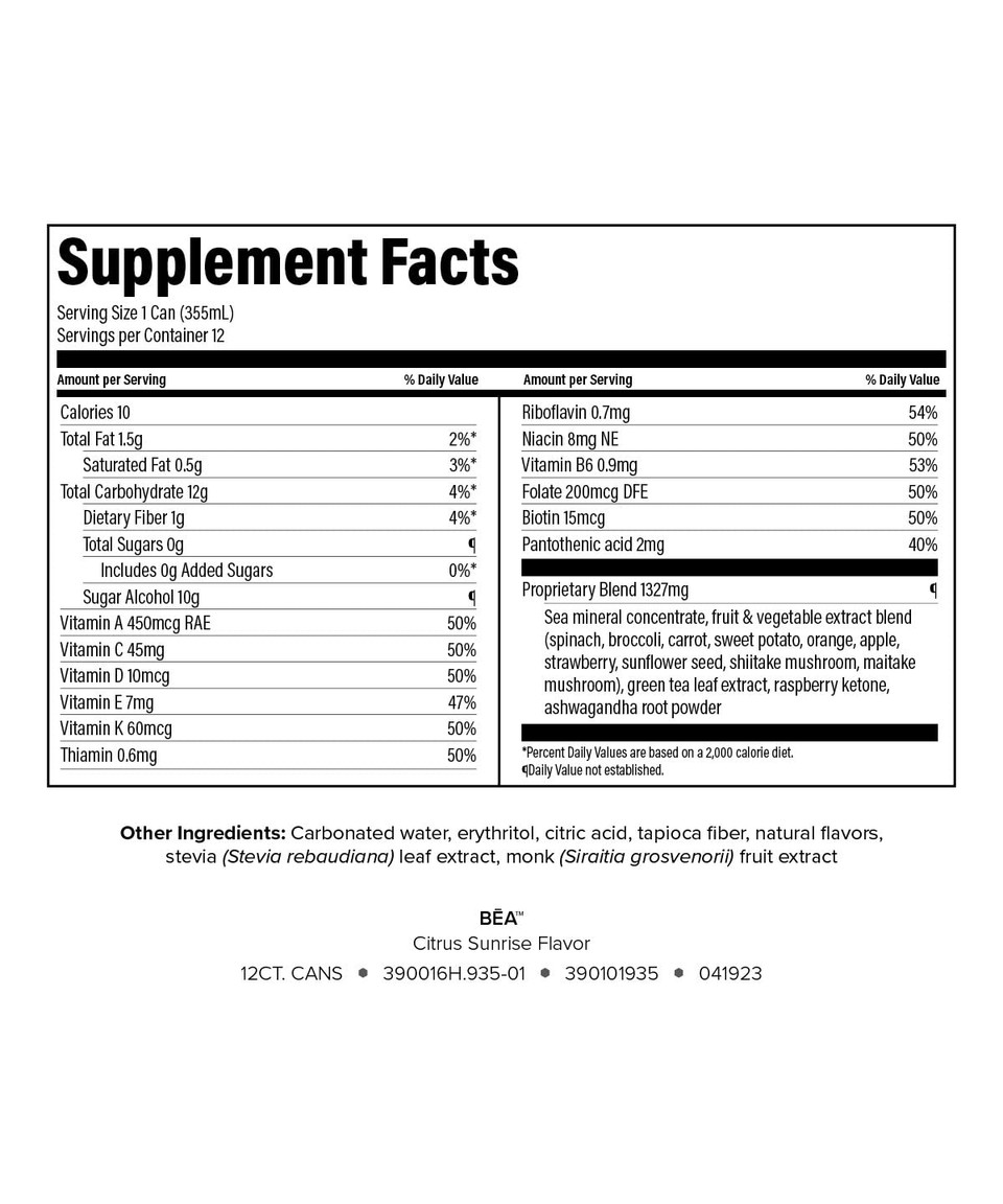 Isagenix Bea Sparkling Energy Drink  Botanical Energy + Adaptogens  Mango Mimosa (12 Servings)