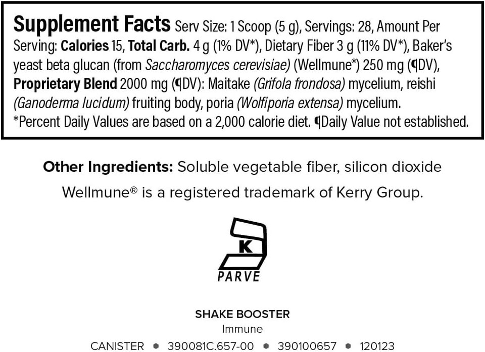 Isagenix Immune Shake Booster - Supports Healthy Immune Function With Wellmune® Beta-Glucans & Mushroom Blend - Unflavored Powder For Easy Mixing - Good Source Of Fiber - No Artificial Ingredients