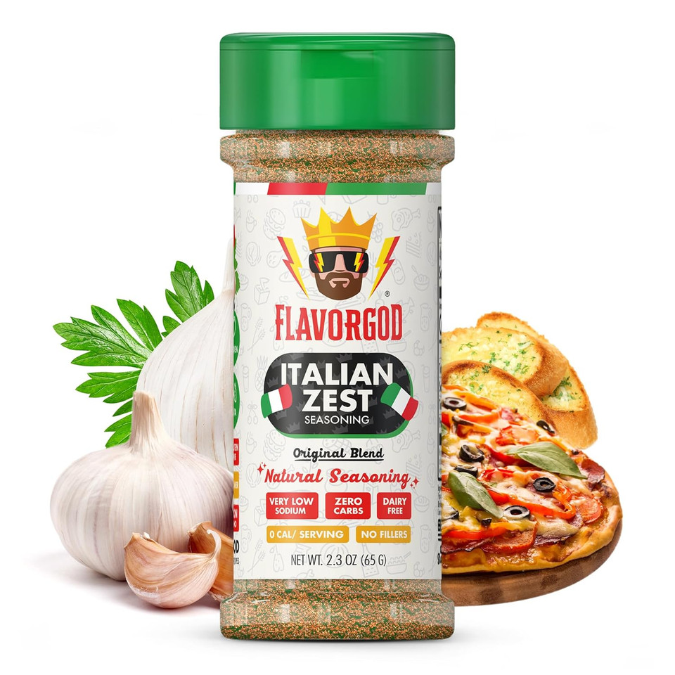 Italian Zest Seasoning Mix By Flavor God - Premium All Natural & Healthy Spice Blend For Salad, Pasta, Chicken & Seafood - Kosher, Low Sodium, Dairy-Free, Vegan & Keto Friendly - Great Flavor Spices And Seasoning Gift