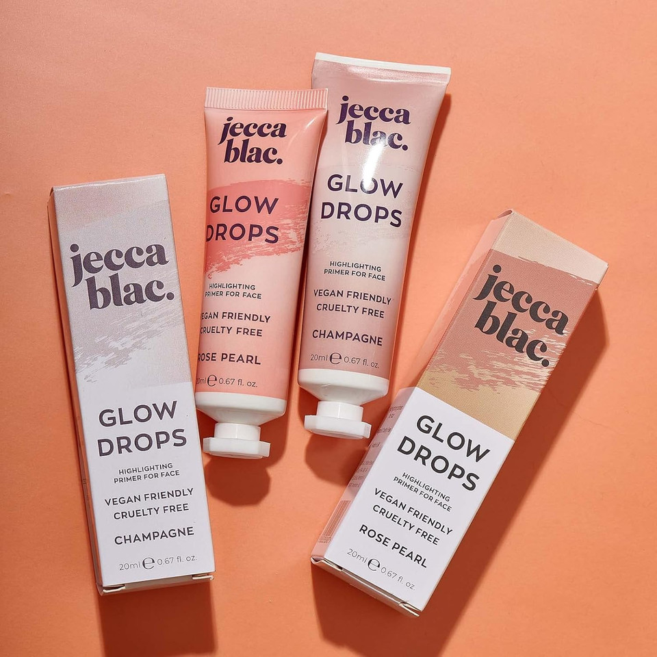 Jecca Blac Rose Pearl Glow Drops, Face Primer For Longlasting Base, Liquid Highlighter Makeup, Illuminates And Prepares Skin, Dewy Finish, Gender Neutral And Lgbtiqa+ Inclusive Make Up, 0.68 Fl Oz
