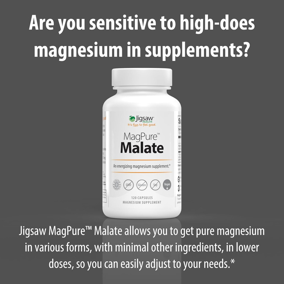 Jigsaw Health Magpure Malate | Premium Magnesium Malate Capsules | 120 Servings