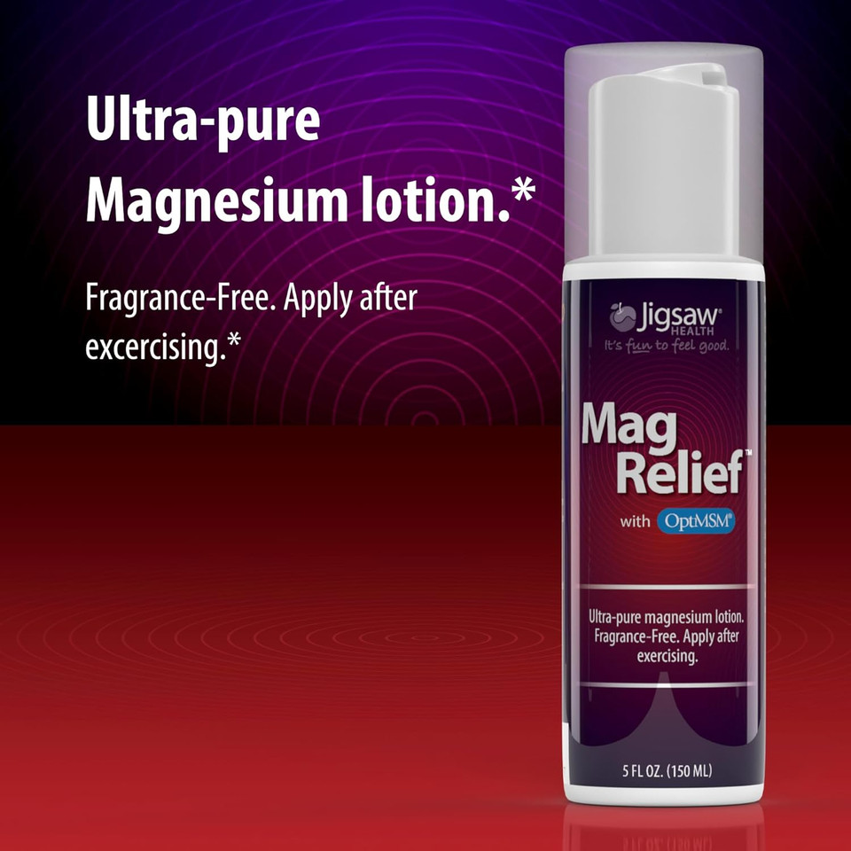 Jigsaw Health Magrelief | Ultra Pure Magnesium Lotion | With Zechstein Magnesium Chloride And Optimsm | Fragrance Free | 5 Ounces