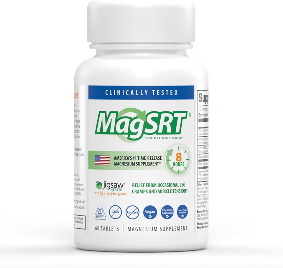 Jigsaw Health Magsrt | Magnesium Supplement With Vitamin B6, Folate & B12 | 120 Tablets | 30 Servings