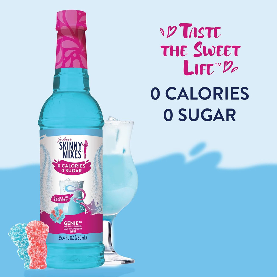 JordanS Skinny Mixes Sugar Free Syrup  Love Potion Flavor, Keto, Low Carb, Zero Calorie, Gluten-Free, Fruit Water Enhancer & Drink Mix For Iced Tea, Lemonade, Cocktails, 25.4 Fl Oz (Sour Watermelon)