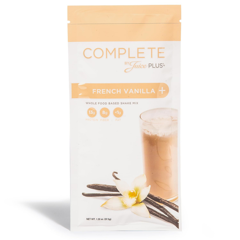 Juiceplus+ Complete Vanilla Shakes - Single-Serve - Plant-Based Protein Shake - Whole Food Ingredients, Prebiotics, Fiber, And Essential Minerals - Vegan, Gluten-Free, Non-Gmo - 15 Servings