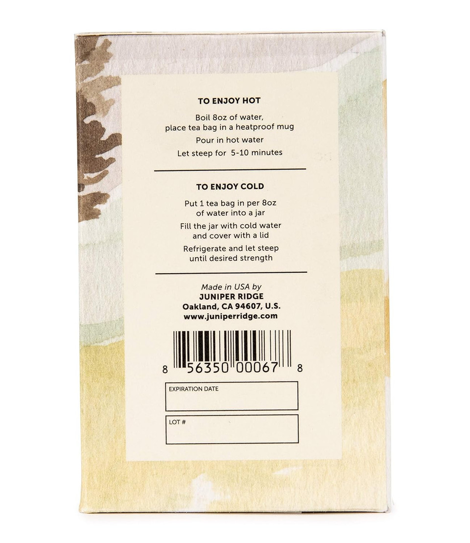 Juniper Ridge Douglas Fir & Rose Hip Botanical Tea - Tart & Tangy, Citrus, & Mild Evergreen Notes - Vegan, Caffeine Free & Gluten Free - 20 Unbleached Teabags