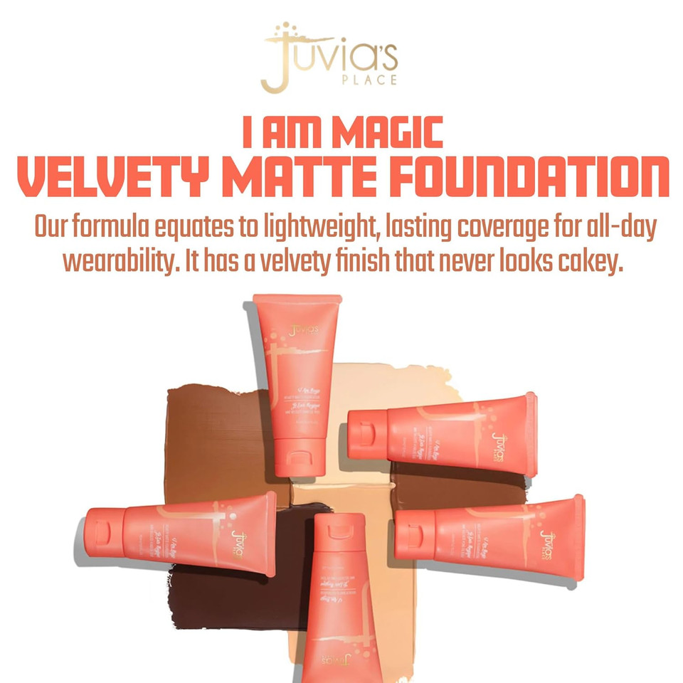 Juvia'S Place I Am Magic Velvety Matte Liquid Foundation 210 - Togo - Deep Dark W/Cool, Olive Undertone, Makeup Foundation Full Coverage, Lightweight, Long Wear, Velvety Matte Finish