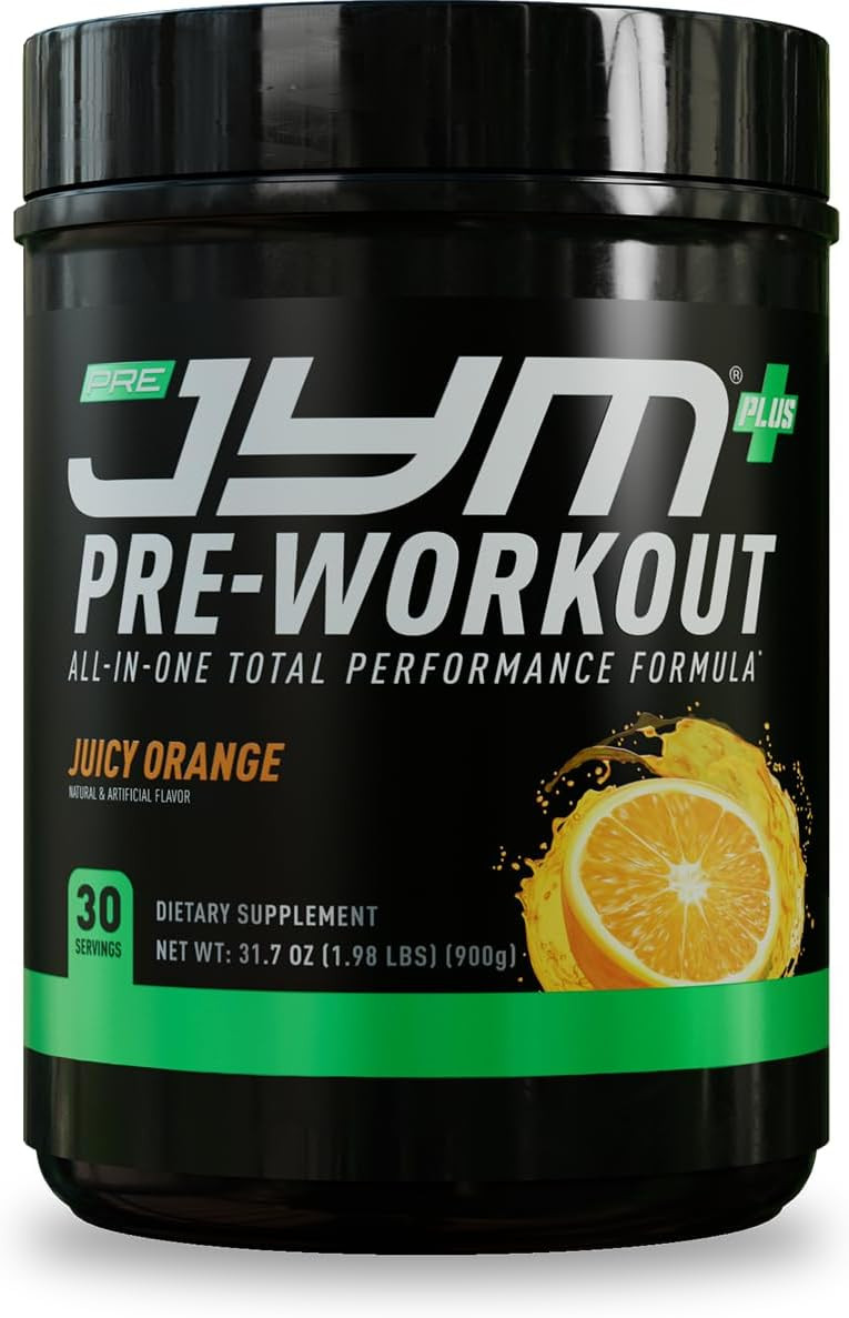 Jym Supplement Science Pre Jym Plus Orange Pre-Workout Powder, Amino Nitrates, Creatine, Betaine, Nootropics, BcaaS, For Men & Women, 30 Servings