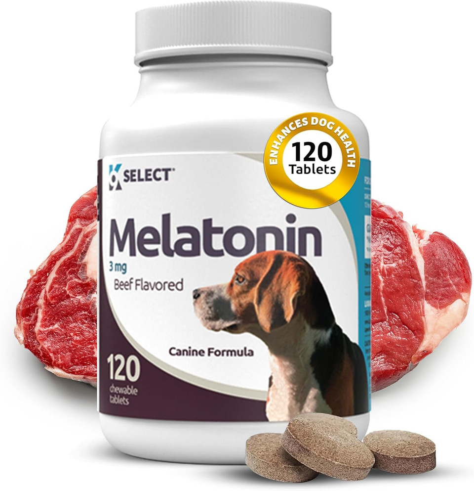K9 Select Melatonin For Dogs - Calming Treats, Sleep Aid - High Antioxidant Helps With Immune System Booster - Wellness - 3 Mg, 100 Vegetarian Capsules