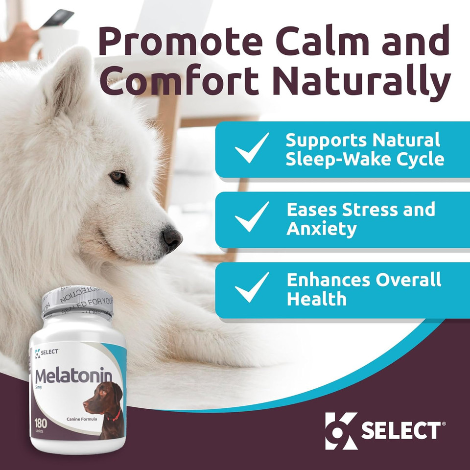 K9 Select Melatonin For Dogs - Composure Dog Calming Chews - Dog Melatonin For Sleep - Reduce Stress Helps Composure Calming Treats For Small Dogs - 3 Mg, 120 Beef Flavored Chewable Tablets