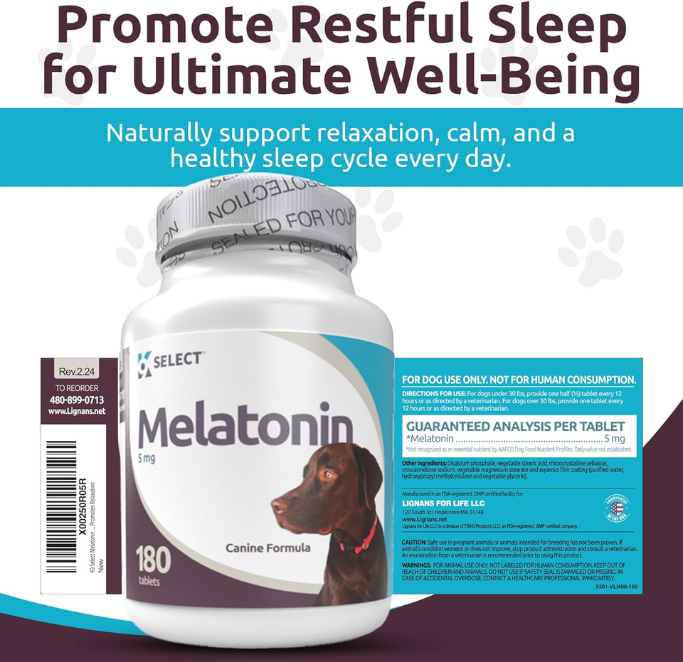 K9 Select Melatonin For Dogs - Composure Dog Calming Chews - Dog Melatonin For Sleep - Reduce Stress Helps Composure Calming Treats For Small Dogs - 3 Mg, 120 Beef Flavored Chewable Tablets