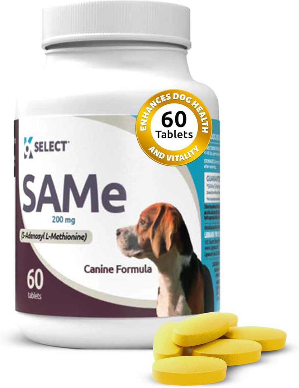 K9 Select Sam-E For Medium And Large Adult Dogs, 60 Tablets, 200Mg Active S-Adenosyl L- Methionine, For Dogs