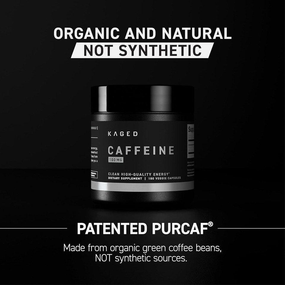 Kaged Organic Supplement 200Mg Energy Boost Coffee Replacement No Jitters 90% Pure Caffeine Purcaf 100 Caffeine Pills