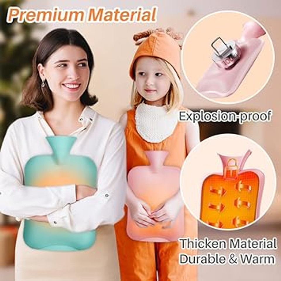 Kalevel Warm Hot Water Bottle Portable Hand And Feet Warmer Soft Water Bag Pouch Leak Proof Set For Kids Period Pain Relief Green 2 Pcs
