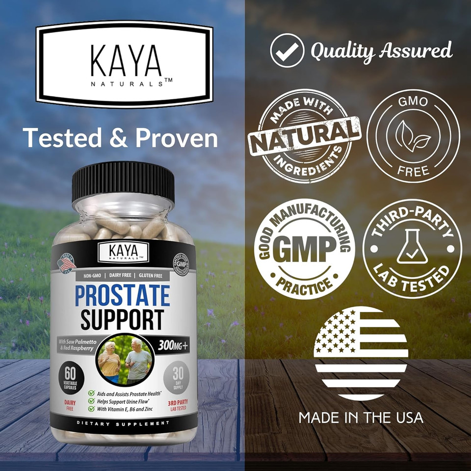 Kaya Naturals Prostate Support | Saw Palmetto, Potent Dht Blocker For Hair Growth, Promote Sleep, Reduce Frequent Urination, Bladder Emptying & Stamina Supplement  30 Count