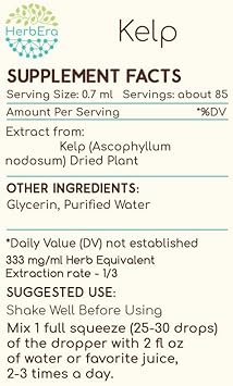 Kelp B120 Alcohol-Free Herbal Extract Tincture, Concentrated Liquid Drops Natural Kelp (Ascophyllum Nodosum) (4 Fl Oz)
