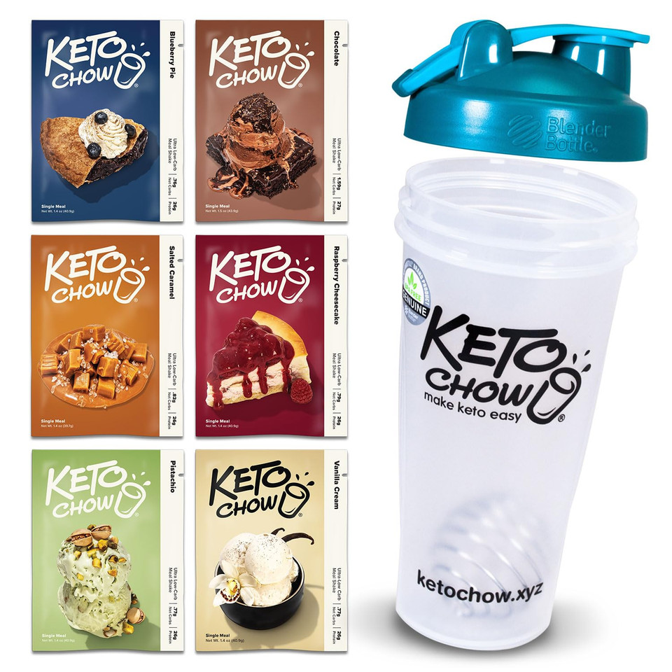Keto Chow Essentials Kit - Keto Meal Replacement Shake Powder - Nutritionally Complete - Low Carb Shakes - Delicious Easy Meal Substitute - Protein Rich Keto Food You Choose The Fat - Single Meal