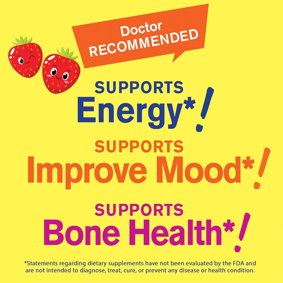 Kid'S Vitamin B12 1000Mcg Sugar Free Gummies | Dietary Supplement | For Energy And Metabolism Support | Strawberry Flavor | 60 Count