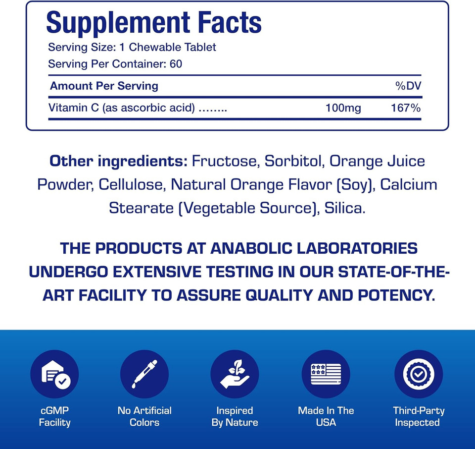 Kids Vitamin C Chewable Tablets - Delicious & Nutritious Chewable Vitamin C For Kids Immune Support And Overall Wellness - Made With Real Oranges And No Artificial Flavors Or Colors - 60 Servings