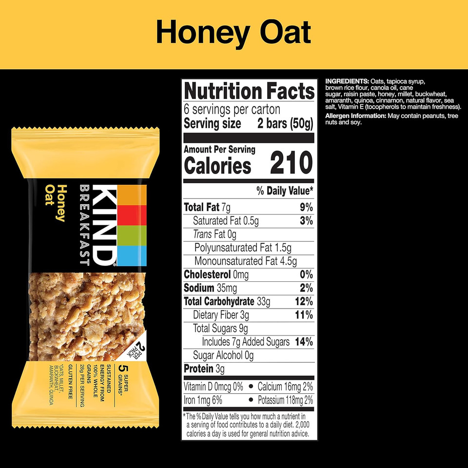 Kind Breakfast Bars, Blueberry Almond, Healthy Snacks, Gluten Free, 100% Whole Grains, 3G Protein, 30 Count