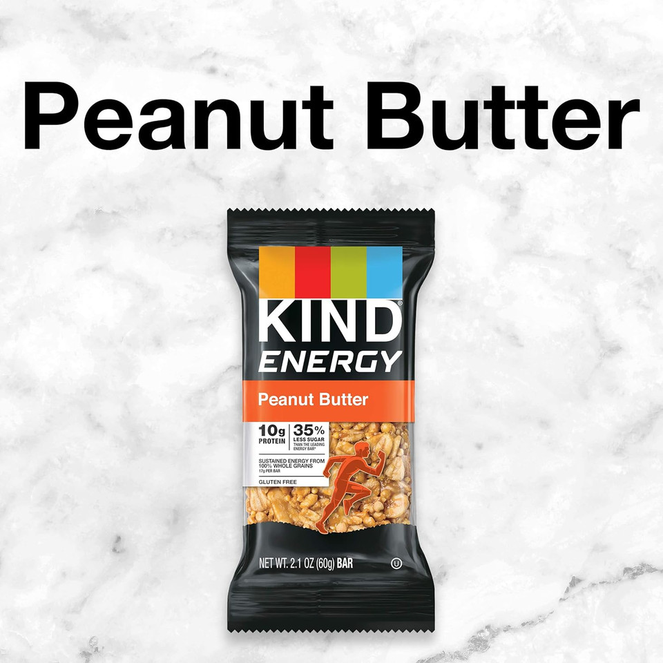 Kind Energy Bars, Peanut Butter, Healthy Snacks, Gluten Free, 10G Protein, 36 Count