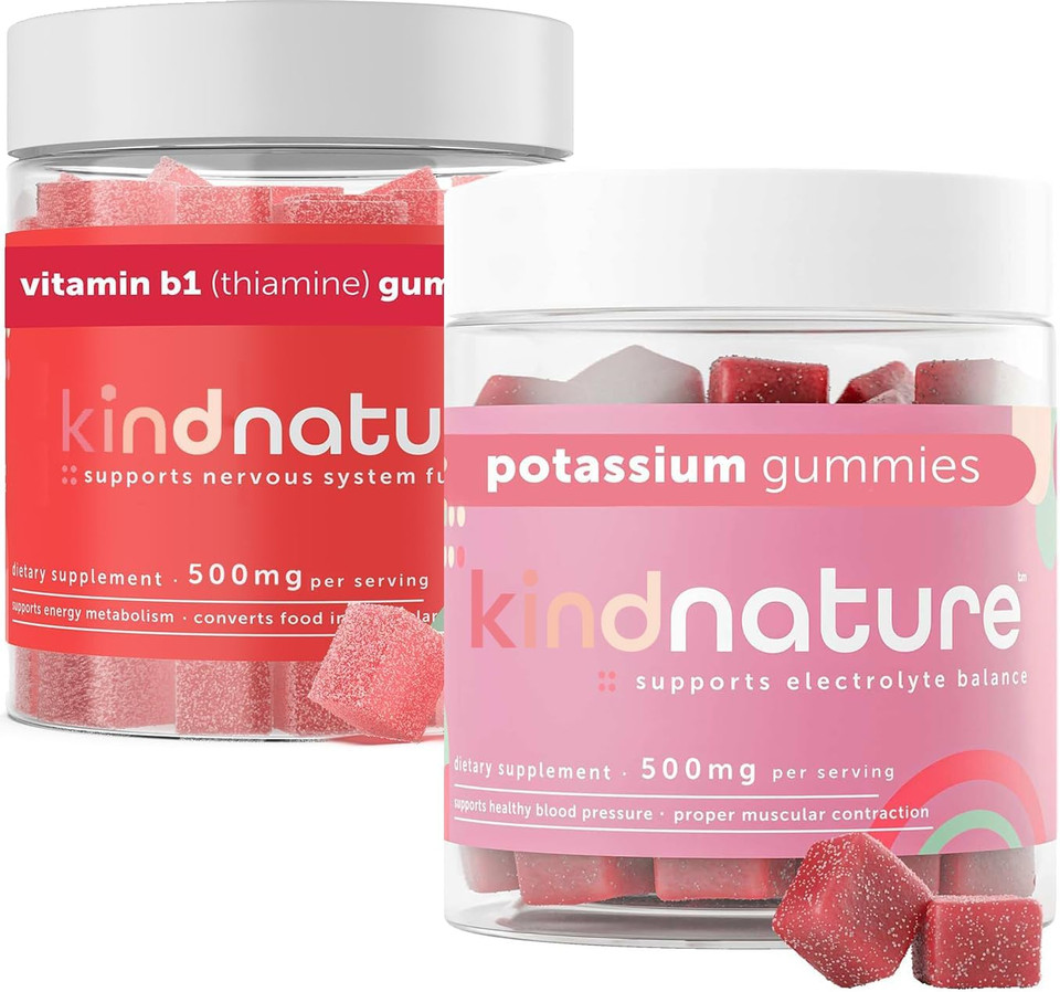 Kind Nature Essential Duo: Potassium & Vitamin B1 Gummies - Enhanced Nerve & Muscle Support, Delicious Chewables For Daily Health