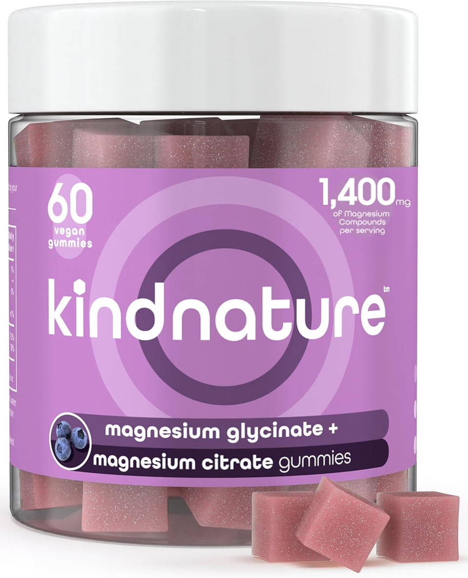 Kind Nature Magnesium Glycinate & Citrate Gummies  Calm Magnesium Complex For Sleep, Stress, Cramps & Digestion  Chewable Vegan Magnesium Supplement For Women, Teens, Adults  60 Ct