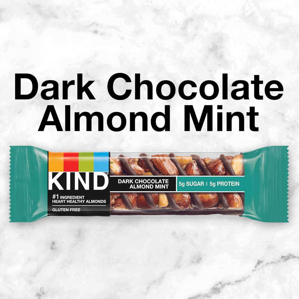 Kind Nut Bars, Dark Chocolate Mint, Healthy Snacks, Gluten Free, Low Sugar, 5G Protein, 12 Count