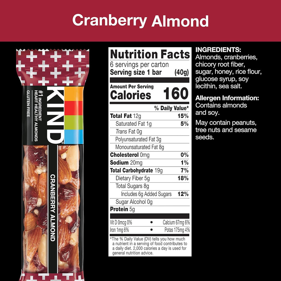 Kind Nut Bars, Honey Roasted Nuts & Sea Salt, Good Source Of Fiber, Gluten Free, Low Sugar, 7G Protein, 12 Count