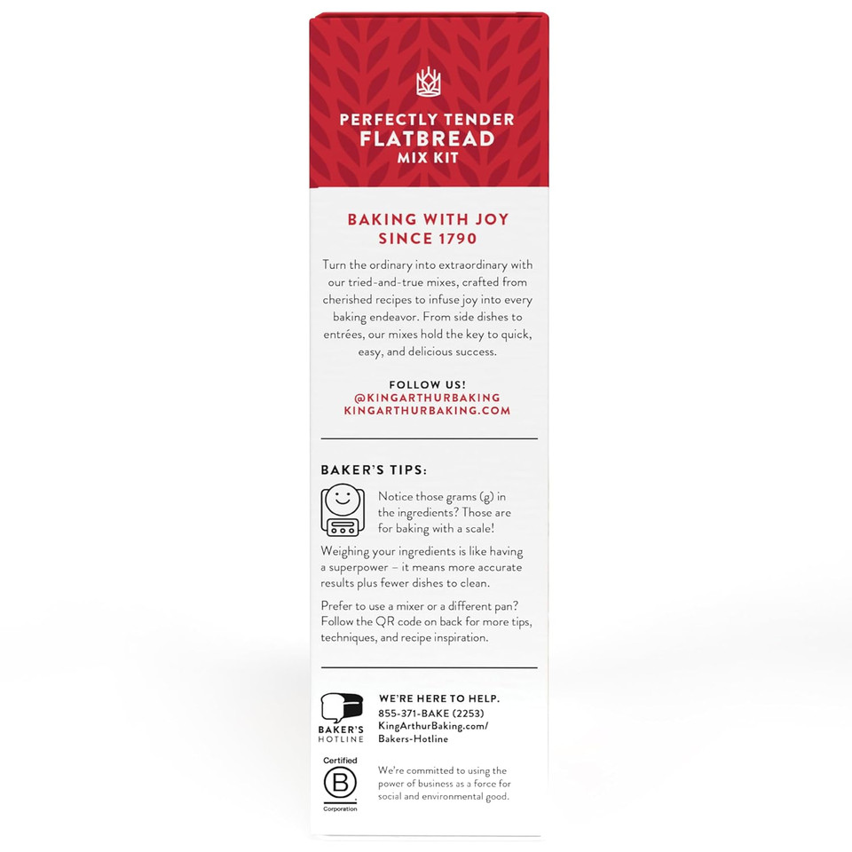 King Arthur Baking Company Perfectly Tender Flatbread Mix Kit 16.5 Oz., Baking Mix - Ready In 1 Hour