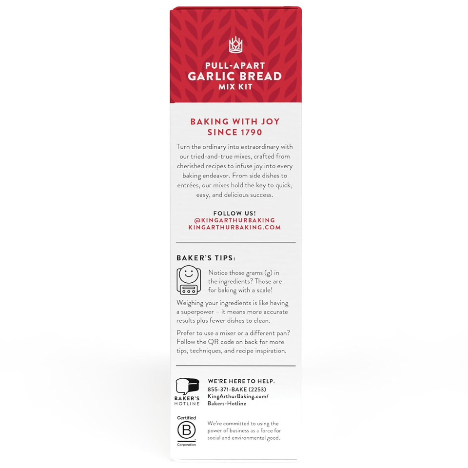 King Arthur Baking Company Pull-Apart Garlic Bread Mix Kit 15.25 Oz., Baking Mix