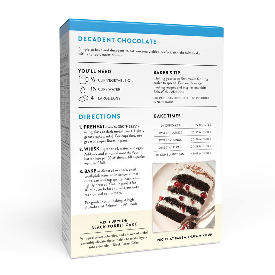 King Arthur Gluten Free Chocolate Cake Mix: Rich, Moist, And Delicious Dessert For Birthdays And Special Occasions - Non-Gmo, Kosher, Non-Dairy Baking Mix (22 Oz)