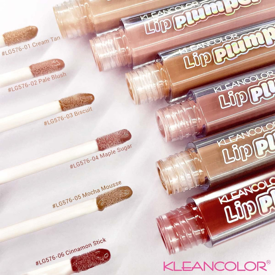 Kleancolor Lip Plumper Gloss - 03 Biscuit | Hydrating & Plumping Lip Gloss | Peachy Beige | High-Shine Finish | Smooths Fine Lines | Coconut Scent | 0.1 Fl Oz