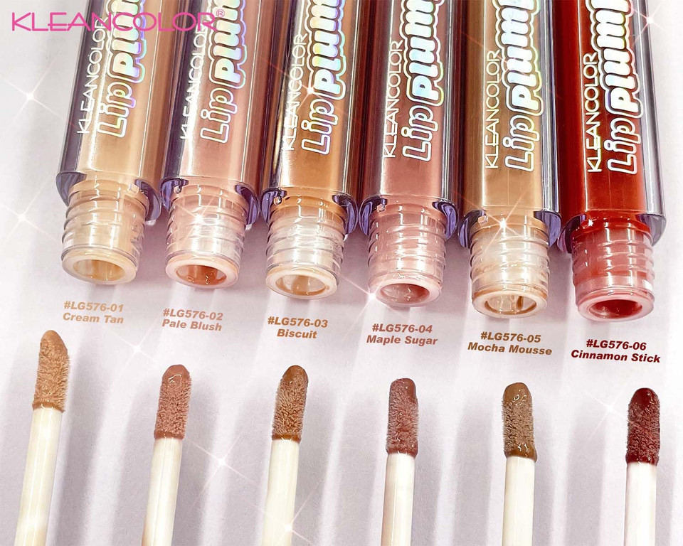 Kleancolor Lip Plumper Gloss - 03 Biscuit | Hydrating & Plumping Lip Gloss | Peachy Beige | High-Shine Finish | Smooths Fine Lines | Coconut Scent | 0.1 Fl Oz