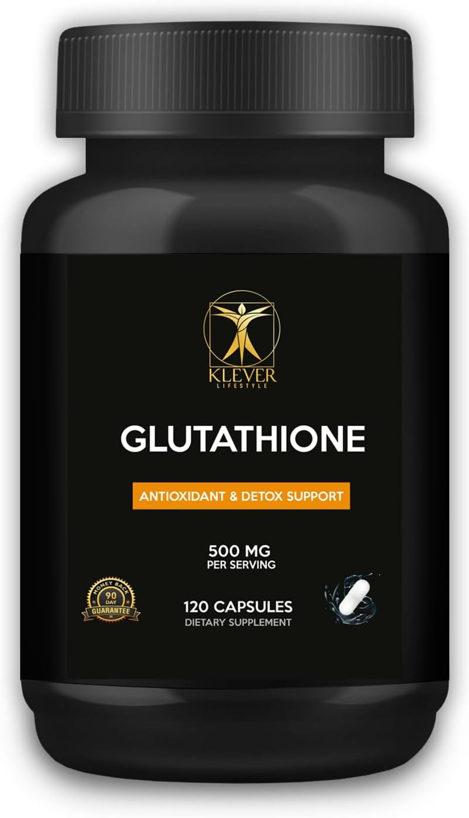 Klever Lifestyle | Glutathione | Antioxidant Supplement | Supports Cellular Health, Detoxification, Tissue Repair, And Immune Function | 120 Capsules | 500Mg Per Serving