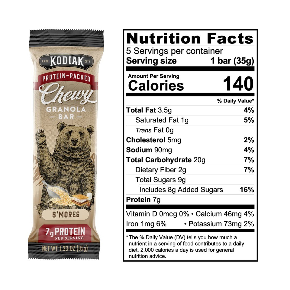 Kodiak Cakes Chewy Granola Snack Bars, Double Dark Chocolate, High Protein, 100% Whole Grains, 12 Boxes With 5 Bars Each (60 Bars Total)