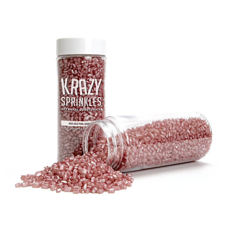 Krazy Sprinkles Rose Gold Pearl Sugar Rocks - (1/2 Cup 1X Jar) | Perfect For Baking, Ice-Cream & Decorative Needs By Bakell