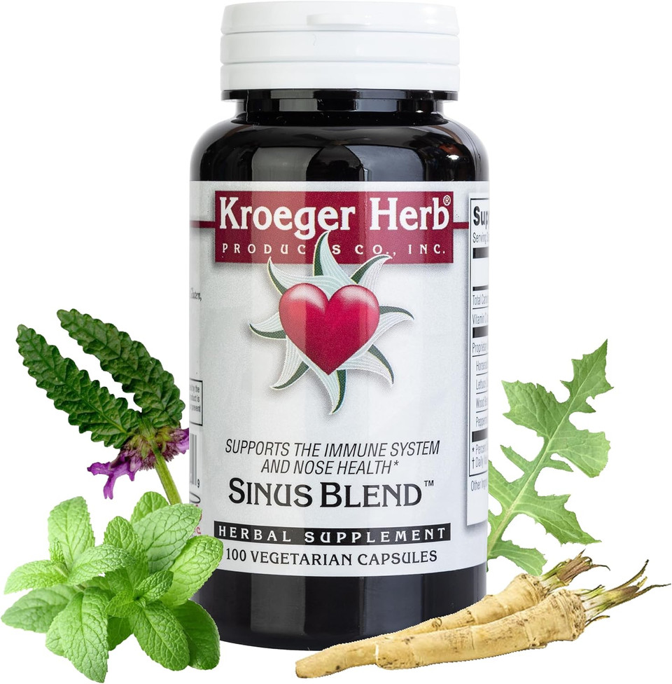 Kroeger Herb Products, Sinus Blend, All Natural Sinus Support For Adults, Congestion Relief And Sinus Pressure Relief, Blocks Or Suppresses Histamin, Non-Gmo, No Preservatives, Made In Usa